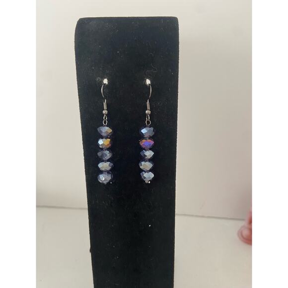 purple glass bead earrings - Picture 1 of 4